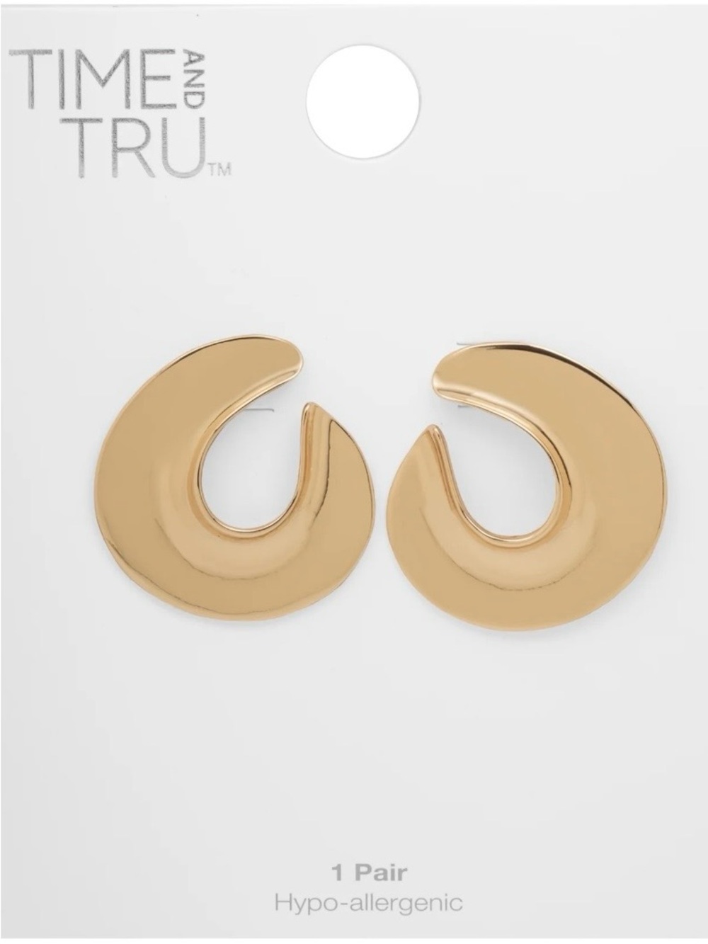 Time and Tru Shiny Gold Crescent Hoop Earrings